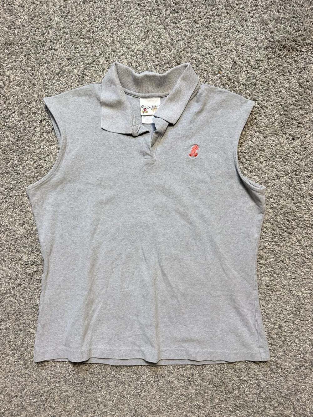 Walt Disney World Sleeveless Polo Size L Gray Mickey Mouse